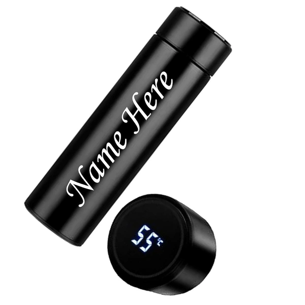 Kraftify Personalized Stainless Steel LED Temperature Water Bottle with Your Name Permanently Engraved with Temperature Display