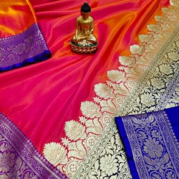 Banarasi Sarees - Free size, Orange pink