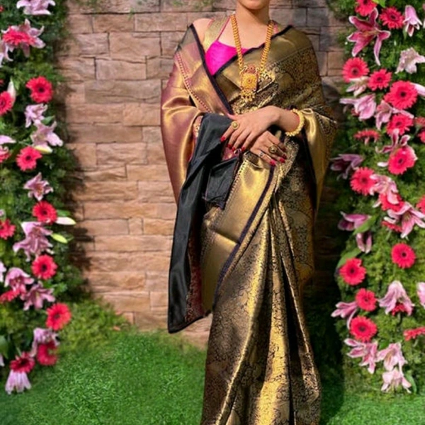 Banarasi Sarees - Black-Golden
