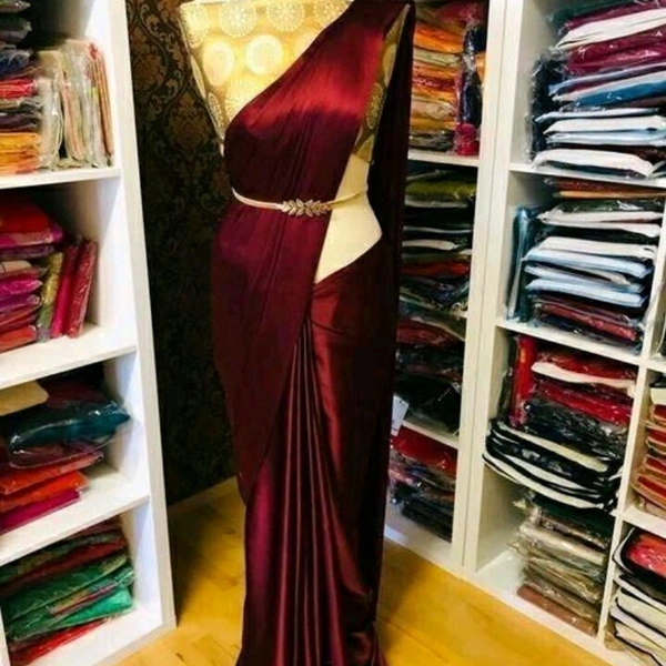Satin Sarees - maroon