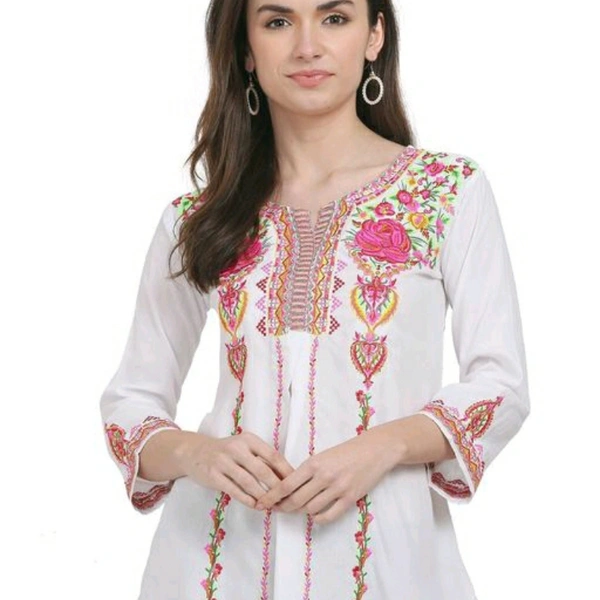 Women Tops - White pink, L
