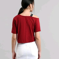 Off Shoulder Tops - Red, XL