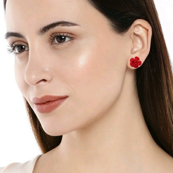 Stud Earrings - Red