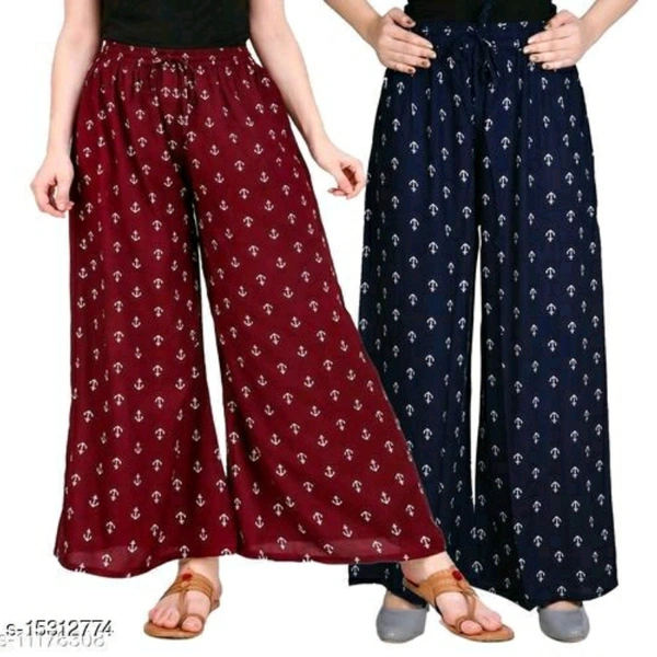 Palazzos For Women - Maroon blue, 34