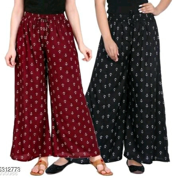 Palazzos For Women - Maroon black, 30