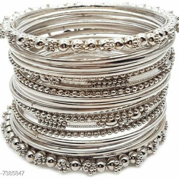 Oxidised Bangles - Silver, 2.6
