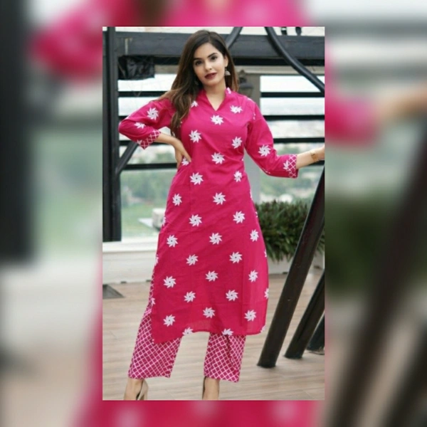 Women Kurti and Pant Set - Rose Pink, S