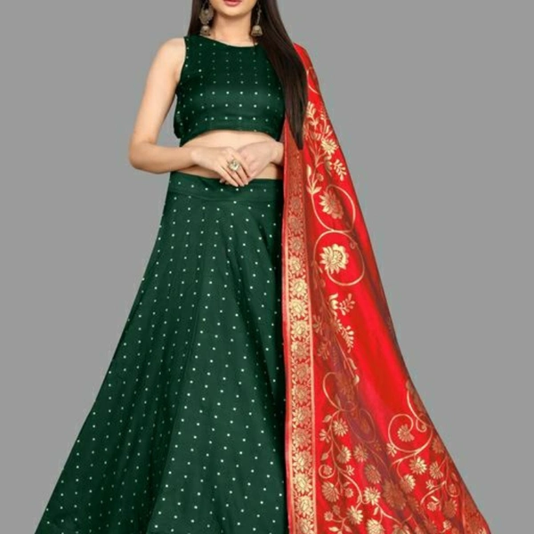 Lehenga - Semi-stitched, Green