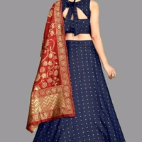 Lehenga - Dark blue, Semi-stitched