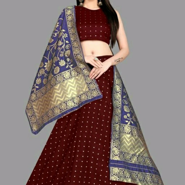 Lehenga - Maroon, Semi-stitched