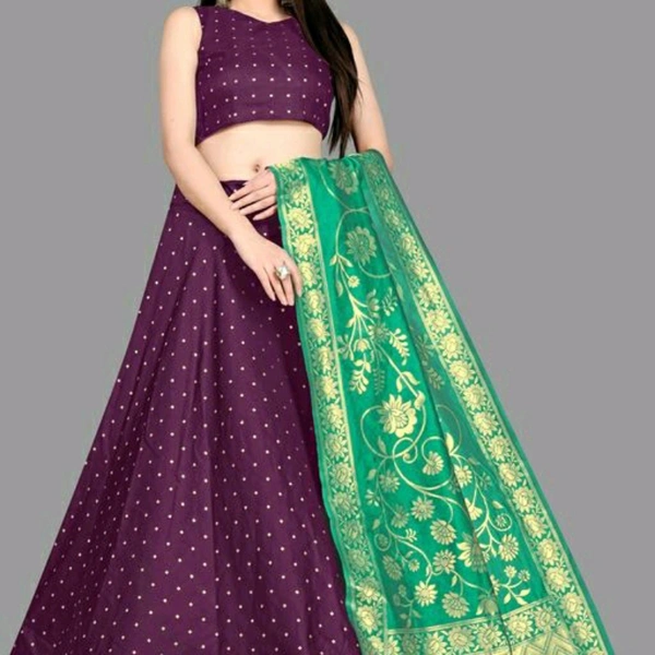 Lehenga - Purple, Semi-stitched