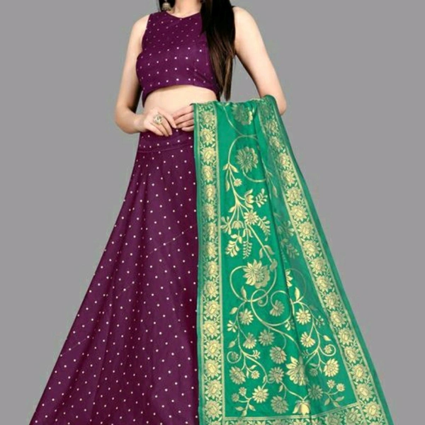 Lehenga - Purple, Semi-stitched