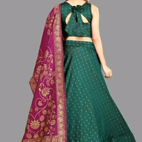 Lehenga - Green-purple, Semi-stitched