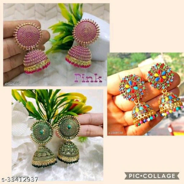 Earrings Combo - Green,pink,multicolour