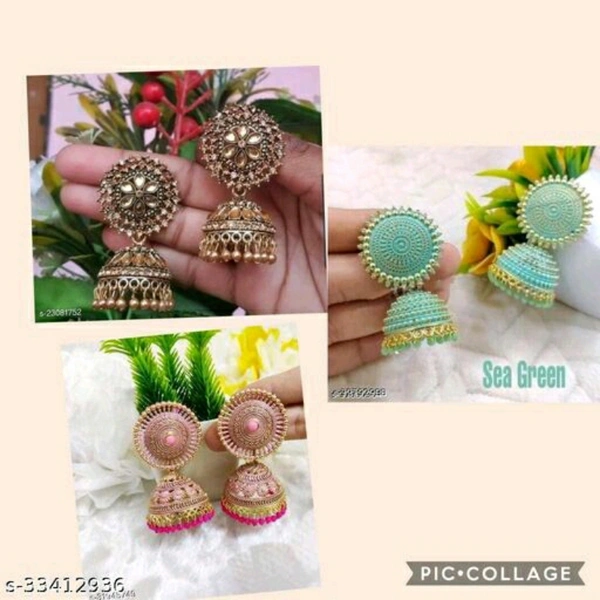 Earrings Combo - Brown,green,pink