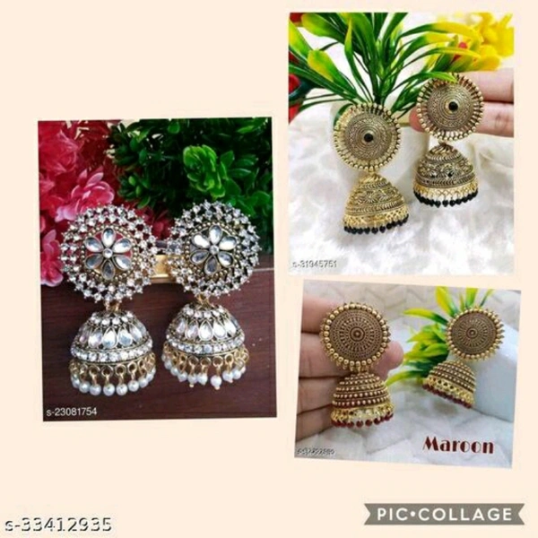 Earrings Combo - White,black,maroon