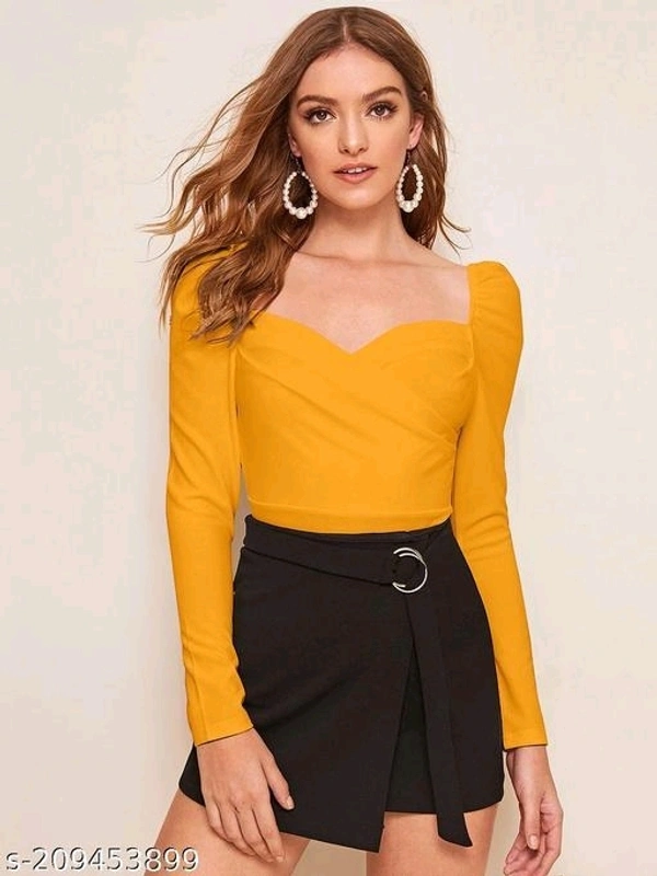 Catalog Name:*Urbane Modern Women Tops & Tunics*Fabric: PolyesterSleeve Length: Product DependentPattern: SolidNet Quantity (N): 1Sizes:S (Bust Size: 34 in) M (Bust Size: 36 in) L (Bust Size: 38 in) XL (Bust Size: 40 in) Dispatch: 2 Days - Yellow, S
