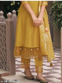 Kurti Set For Women  - Lightning Yellow, L