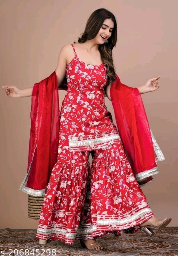 Sharara Set For Women  - Red, XS