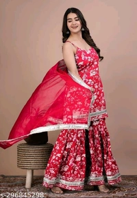 Sharara Set For Women  - Red, M