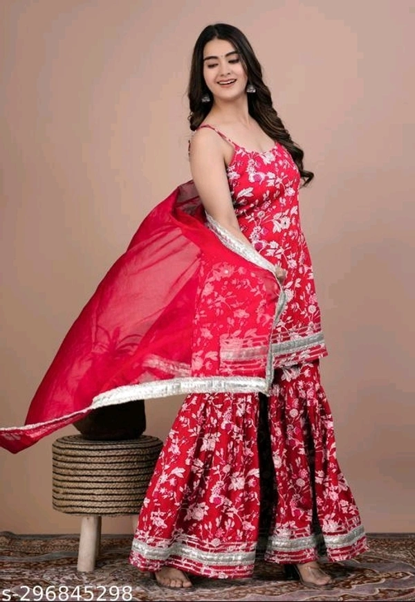Sharara Set For Women  - Red, M