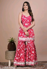 Sharara Set For Women  - Red, L
