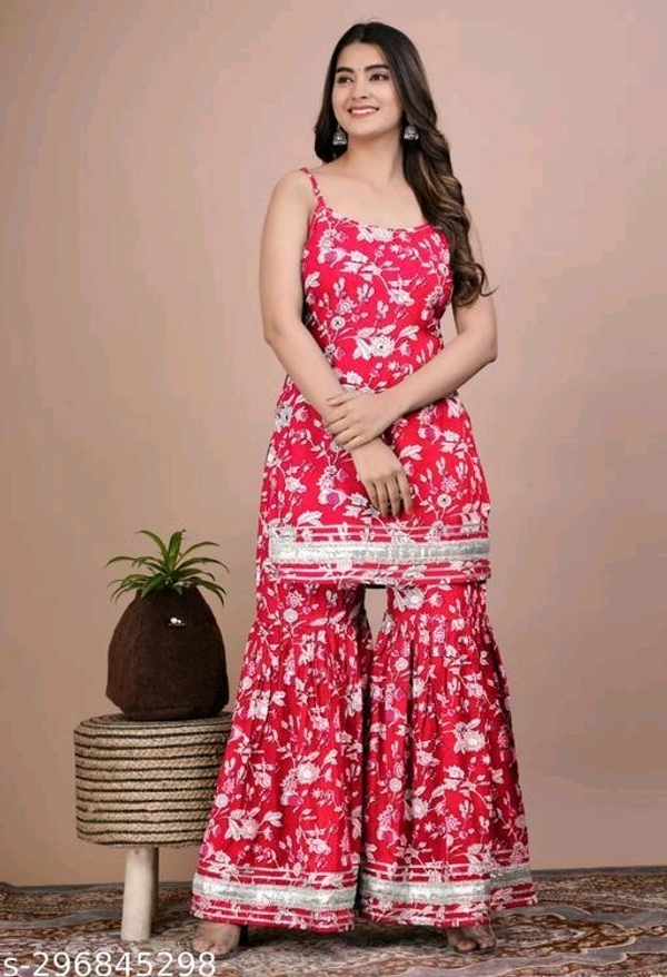Sharara Set For Women  - Red, L