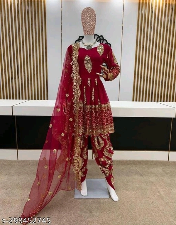 Dhoti Salwar Set - Red, XL