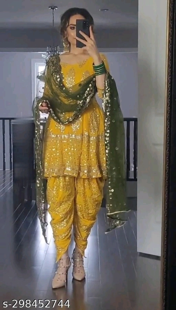 Dhoti Salwar Set - Gold, XL