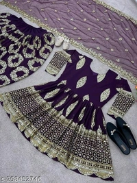 Dhoti Salwar Set - Purple, XL