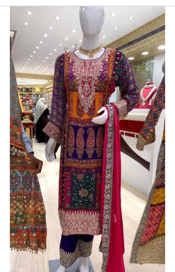 Pakistani Suits For Women  - Magenta / Fuchsia, M