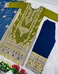 Pakistani Suits For Women  - Chartreuse, Free Size