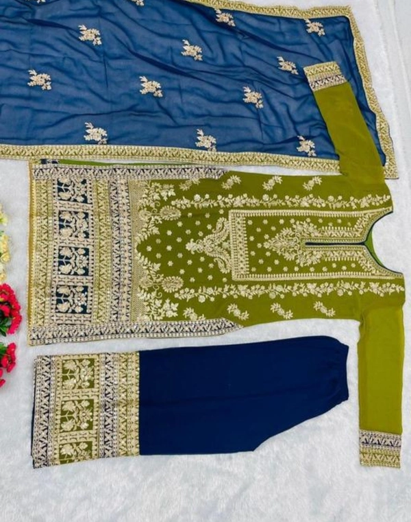 Pakistani Suits For Women  - Chartreuse, Free Size