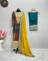Pakistani Suits For Women  - Gold, Free Size