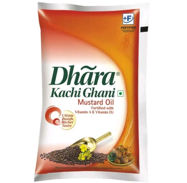Dhara Kachi Ghani Mustard Oil  - 1Liter