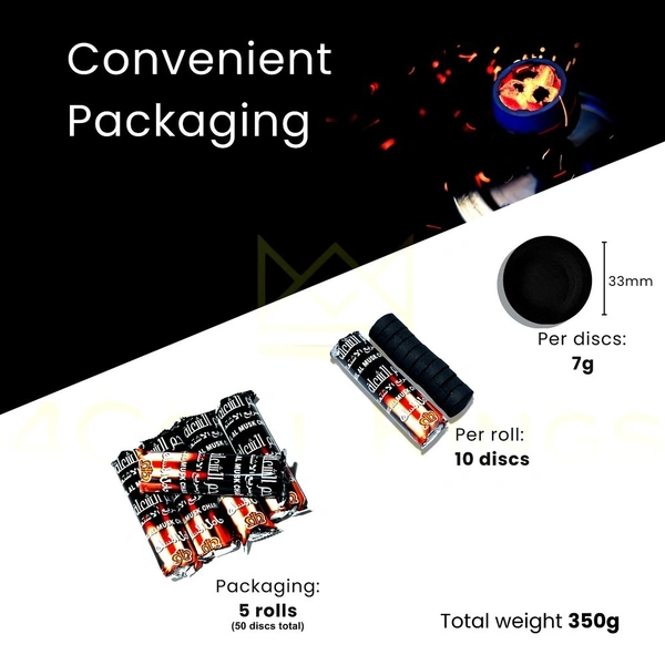 4CaolKings (Pack of 5 Roll (50 DISC)) Charcoal Tablets for Burning Dhoop|Frankincense|Magic Coal|Hookah |Free Delivery - 5 PACK