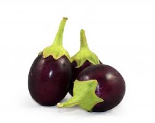 Brinjal round purple : 500 gms (Add 2 quantity to your cart for 1 kg order)