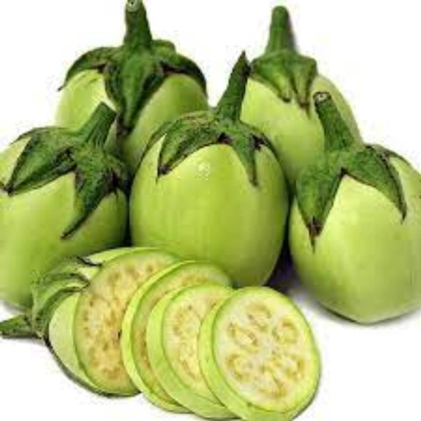 Brinjal round green : 500 gms (Add 2 quantity to your cart for 1 kg order)