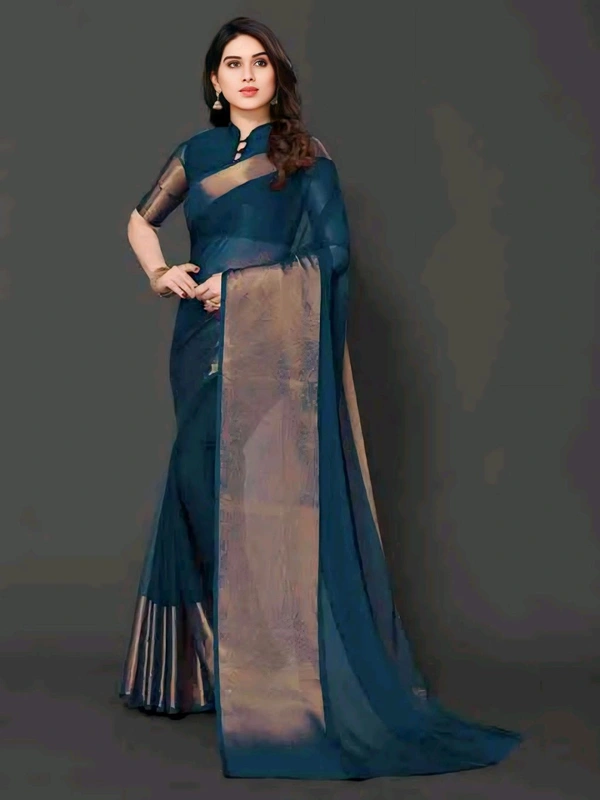Two-Tone Chiffon  Saree With Blouse. Pair it with a stylish blouse and delicate jewelry to complete your ethereal look. Ideal for those who love a touch of modern elegance in their traditional attire. - Free Size