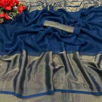 Two-Tone Chiffon  Saree With Blouse. Pair it with a stylish blouse and delicate jewelry to complete your ethereal look. Ideal for those who love a touch of modern elegance in their traditional attire. - Free Size