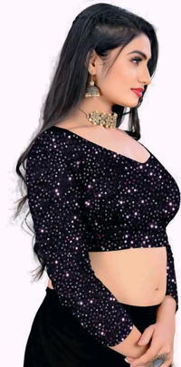 FANCY Black Ruffle Wadding SareeWith Blouse. Perfect for parties, receptions, or evening events, this saree pairs beautifully with statement jewelry and high heels, creating a stunning contemporary look. - Free Size