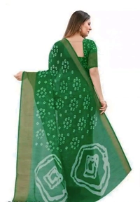 Women's cotton Printed Saree with Blouse Piece Bandhani Saree . This saree combines simplicity with sophistication, making it a versatile addition to your wardrobe.  - Free Size
