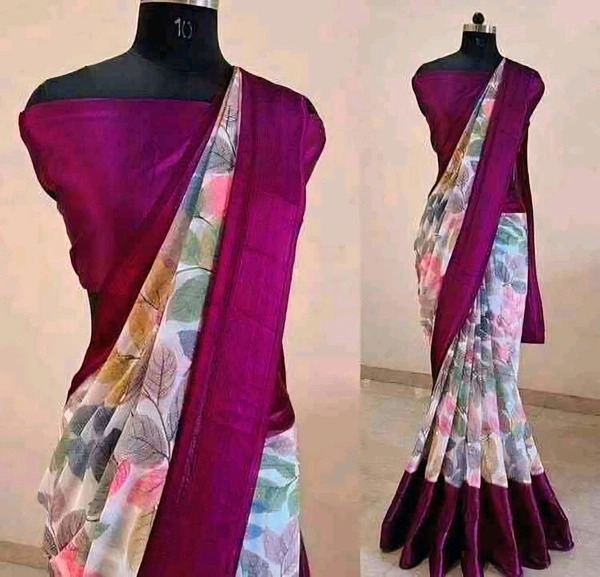 Elegant Printed Silk Satin SareeCrafted with a blend of luxurious silk and smooth satin, this printed saree offers a perfect balance of tradition and modernity. - Free Size