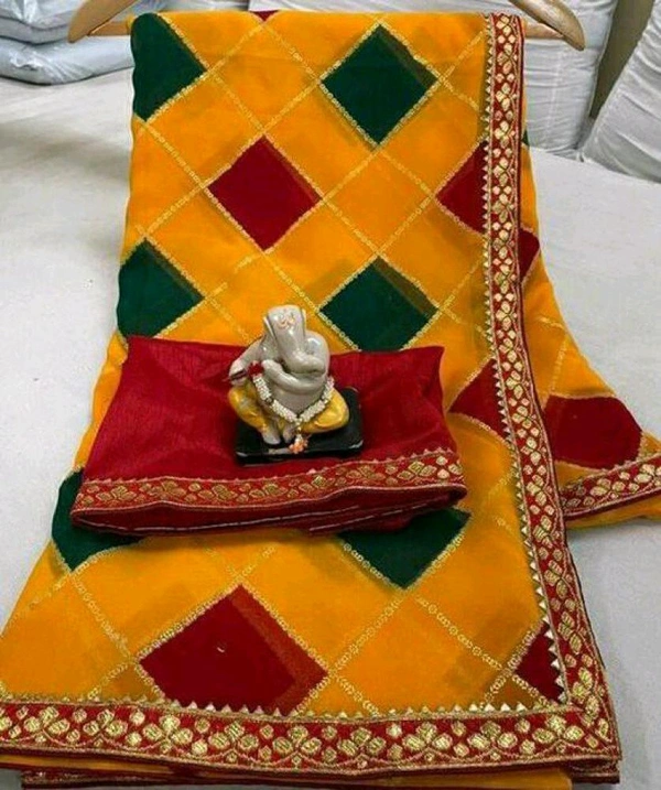 BANDHEJ SAREES, BANDHANI SAREES With Blouse.This Saree Is usually made from lightweight fabrics like georgette, chiffon, cotton, or silk, making them comfortable and elegant for any occasion  - Free Size