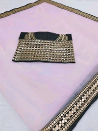 Net  Pink Lace border Saree With Blouse. Elevate your elegance with our exquisite Net Lace Saree, a perfect blend of sophistication and glamour. Crafted from high-quality net fabric, this saree features intricate lace detailing that exudes timeless charm. - Free Size