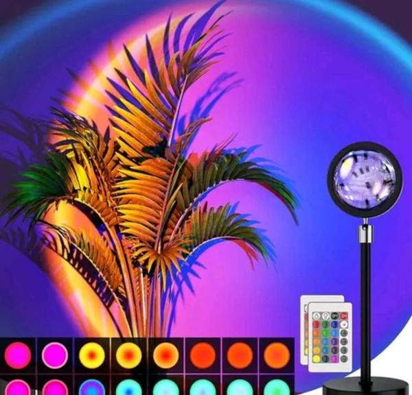 Plastic Lamp Projection Led Lights With Remote, 16 Colors Night Light 360° Color Changing Sunset 