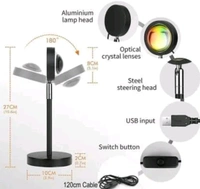 Plastic Lamp Projection Led Lights With Remote, 16 Colors Night Light 360° Color Changing Sunset 