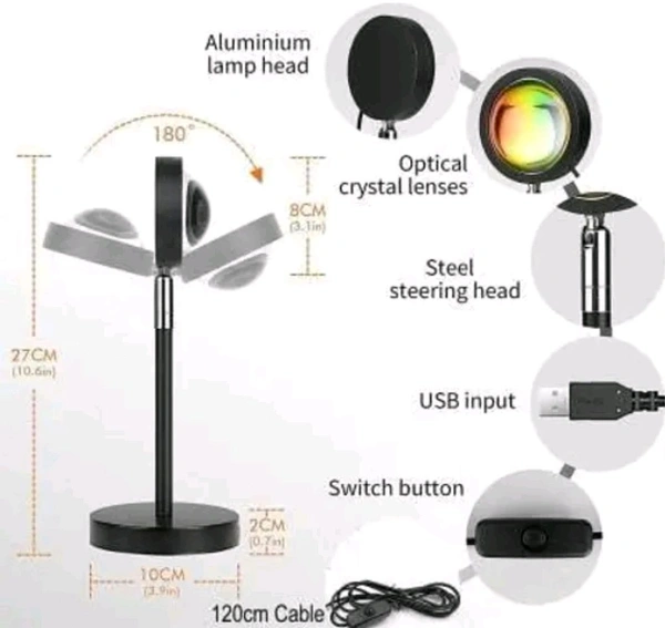 Plastic Lamp Projection Led Lights With Remote, 16 Colors Night Light 360° Color Changing Sunset 