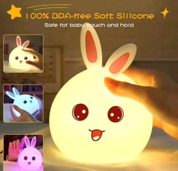  Rabbit Silicone Lamp Nursery Lamps for Room Portable LED Bunny Lamp USB Rechargeable Children Night LightName:  Rabbit Silicone Lamp Nursery Lamps for Room Portable LED Bunny Lamp USB Rechargeable Children Night LightMaterial: OthersIs Assembly Required: NoType of Bulb: LEDPower Source: Battery PoweredProduct Breadth: 7 cmProduct Height: 16 cmProduct Length: 12 cmNet Quantity (N):