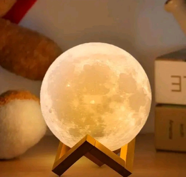 3D 7 Color Changing Moon Night Rechargeable Lamp With Stand Night Lamp